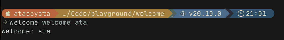 Using the welcome command with a name