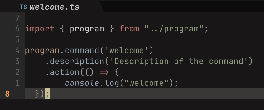 Modified welcome command code